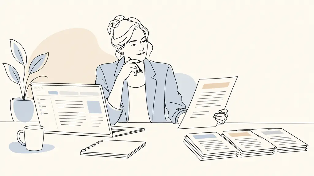 French small business manager comparing an official consolidated collective agreement webpage with a printed CFDT agreement dated 12 July 2006, regional salary notes beside the documents, no visible text or logo