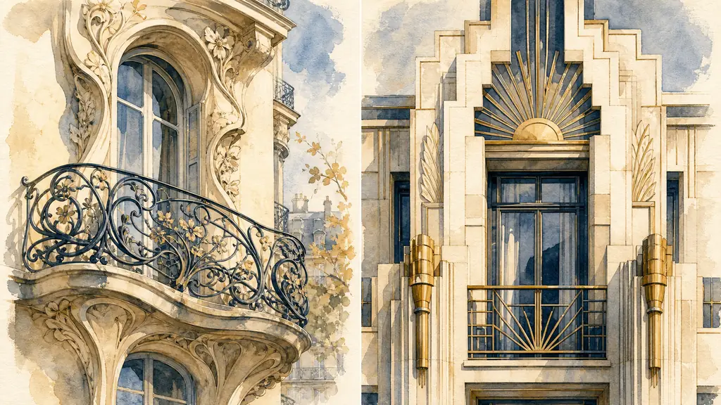 Différence entre art déco et art nouveau : 5 repères pour ne plus les confondre